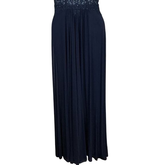 Faviana 8000 Rhinestones Lace Appliqued Long Mesh Deep V-Neck Dress Women 6 NWT - Picture 6 of 14